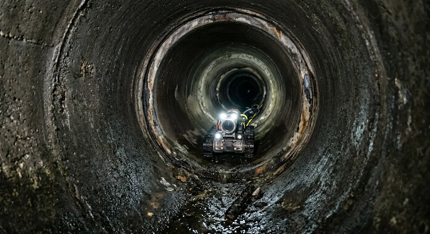 Robotic sewer camera inspecting pipe interior for Drain Snake Service in Wausau